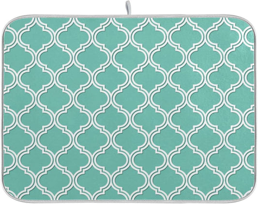 Senya Super Absorbent Dish Drying Mat, Microfiber Fast-Drying Dish Mat, 16/ x 18/ , Kitchen Dish Drying Pad, Seamless Moroccan Pattern