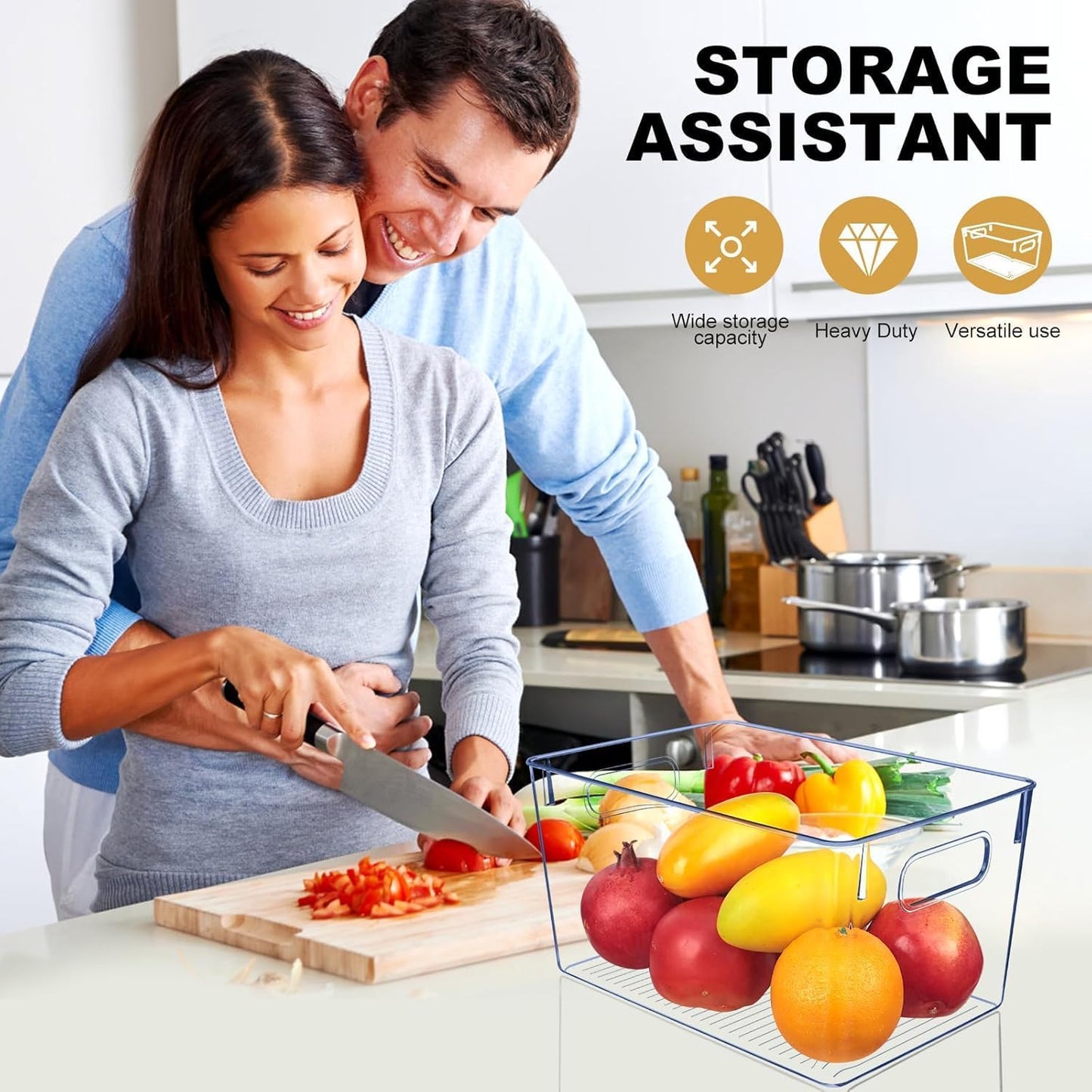 Set of 8 pantry organizers and storage, Clear Plastic Storage Bins for Kitchen Organization, Freeze Storage, Home Edit Containers