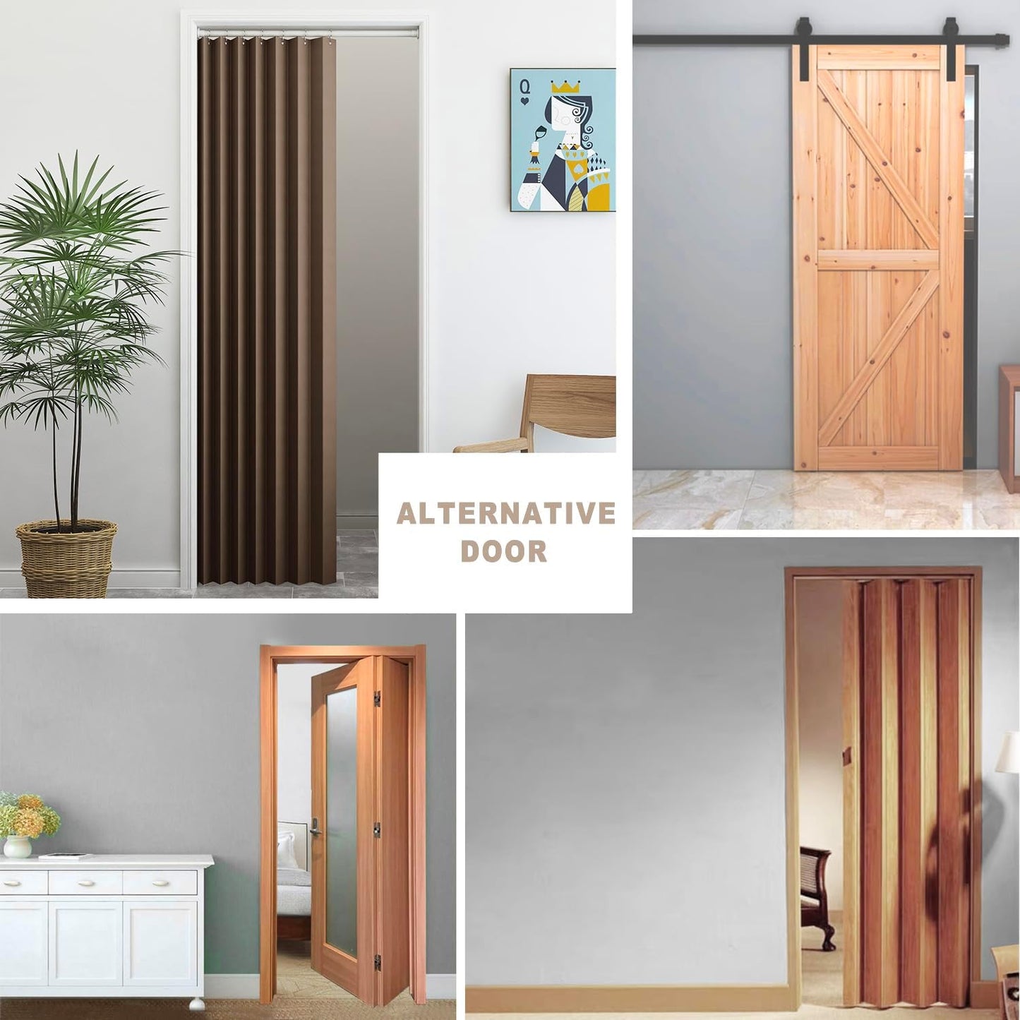 Vatge Door Curtains for Doorways - Brown Curtains for Closets Doors Privacy Room Divider for Room Separation,1 Panel with Tieback, W39 x L78, Brown