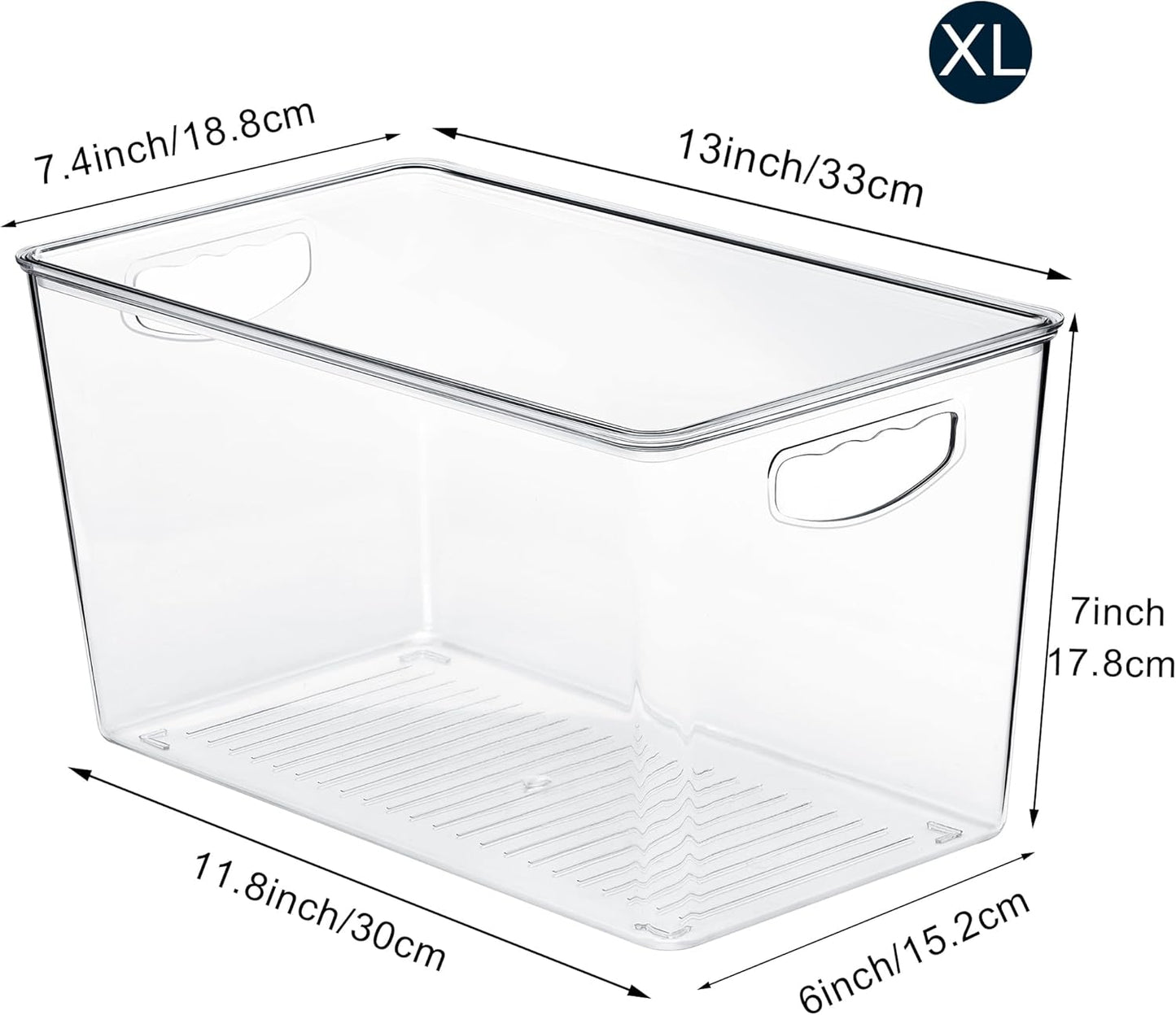 theaoo Clear Storage Bins with Lids Stackable - XLarge Plastic Containers for Pantry Organization and Storage - Perfect for kitchen,Fridge,Laundry Room,Bathroom,Garage,Closet,Cabinet Organizer -6 Pack