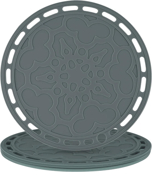 Smithcraft Silicone Trivets Mats Big Round Silicon Pad for Hot Dishes and Hot Pots, Hot Pads for Countertops, Tables, Pot Holders, Spoon Rest Place Mats Set of 3 Color Dark Grey