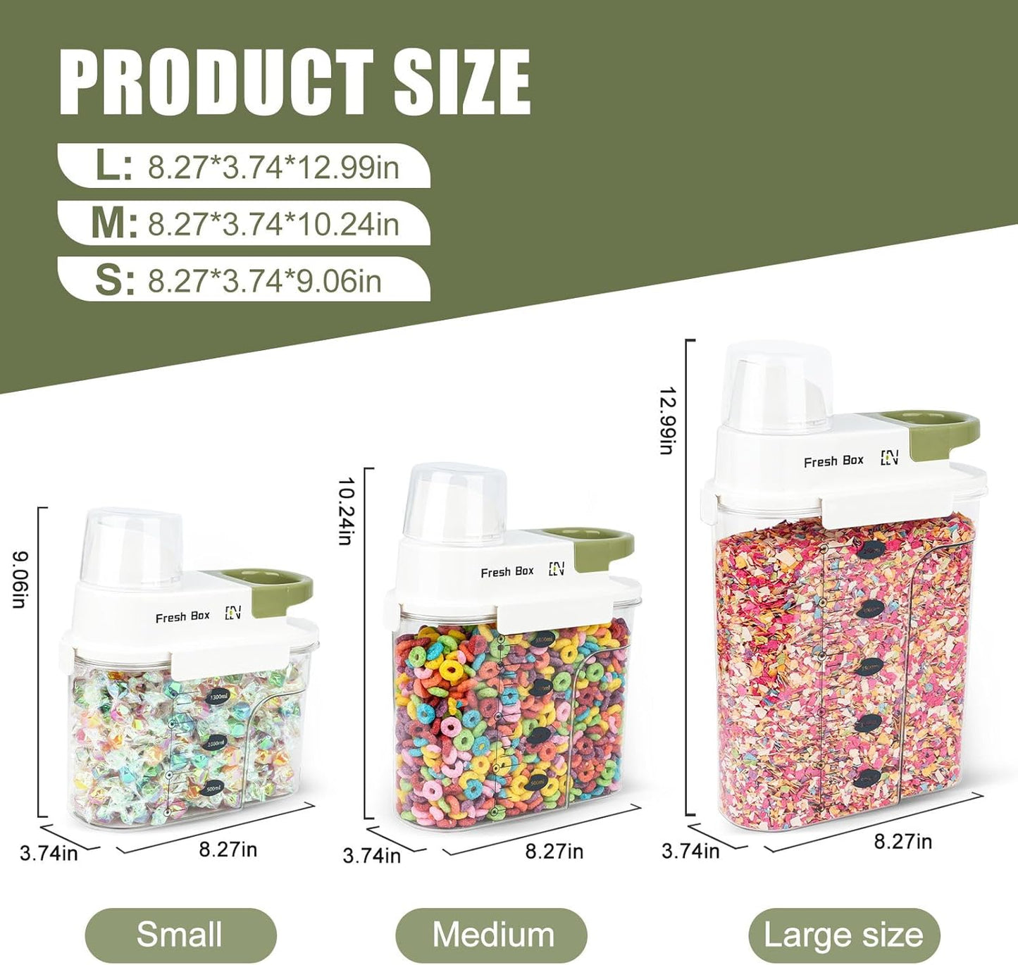 Cereal Storage Container 2Pack,61oz/1.8L Airtight Food Storage Containers With Lids,Organizers Storage With Measuring Cup for Beans,Sugar,Rice,Nuts,Snacks,Pet Food,Candy