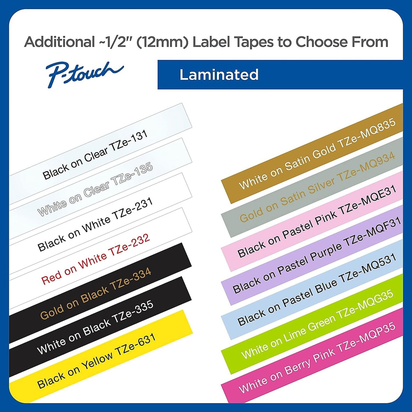 Brother Genuine P-Touch TZE-232 Tape, 1/2" (0.47 mm) Standard Laminated P-Touch Tape, Red on White Laminated for Indoor or Outdoor Use, Water-Resistant 26.2 ft (8m), Single-Pack