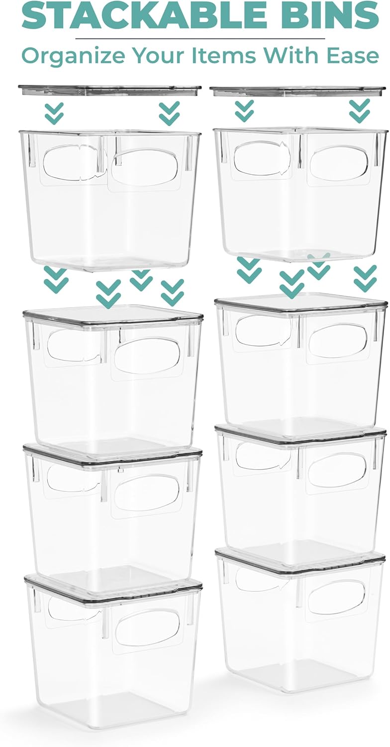 Sorbus Small Clear Plastic Storage Bins with Lids, Clear Stackable Storage Bins, Clear Toy Storage Bins, Clothes, Medicine, Makeup, Closet, Art Supply, Bathroom, Shoe, Toy Storage Organizer (4 Pack)