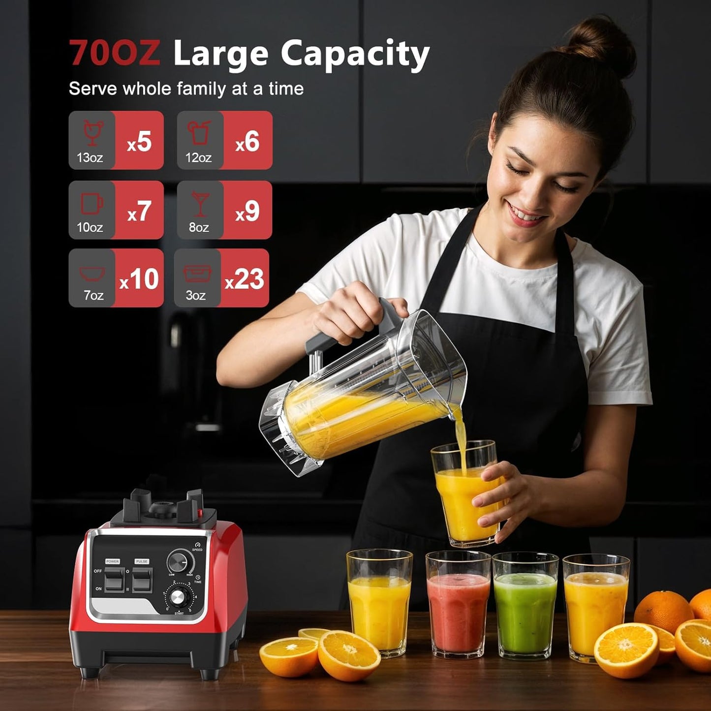 Blender for Smoothies with 1800 Watt Motor Powerful Countertop Blenders for Kitchen 70OZ Large Capacity Smoothie Blender and Grinder Combo for Ice Crush Frozen Drinks Puree