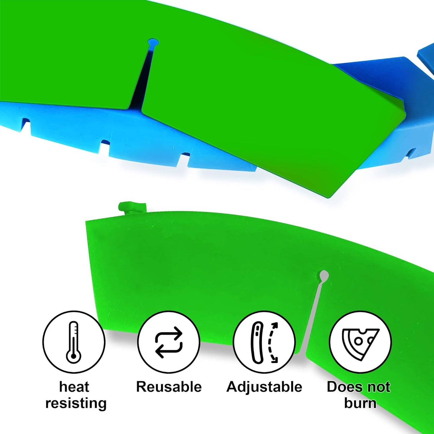 2 Pack Adjustable Silicone Pie Crust Shield, BPA-Free Protector Cover Kitchen Tool for Baking Pizza, Fit 8-10.7 Inch Pies - Dishwasher Safe (Green)