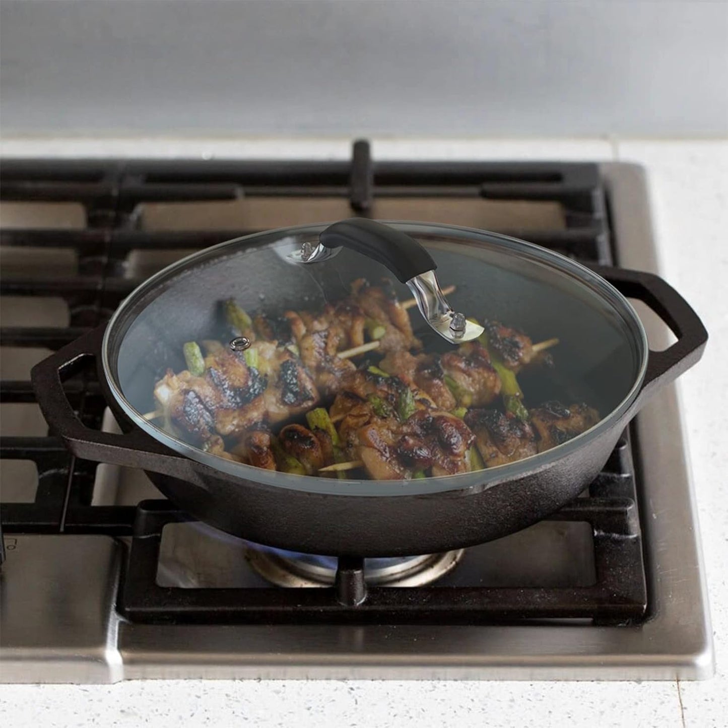 10.25 Inch Tempered Glass Lid Compatible with 10-10.25 Inch Lodge Cast Iron Skillet and 5 Quart Dutch Ovens