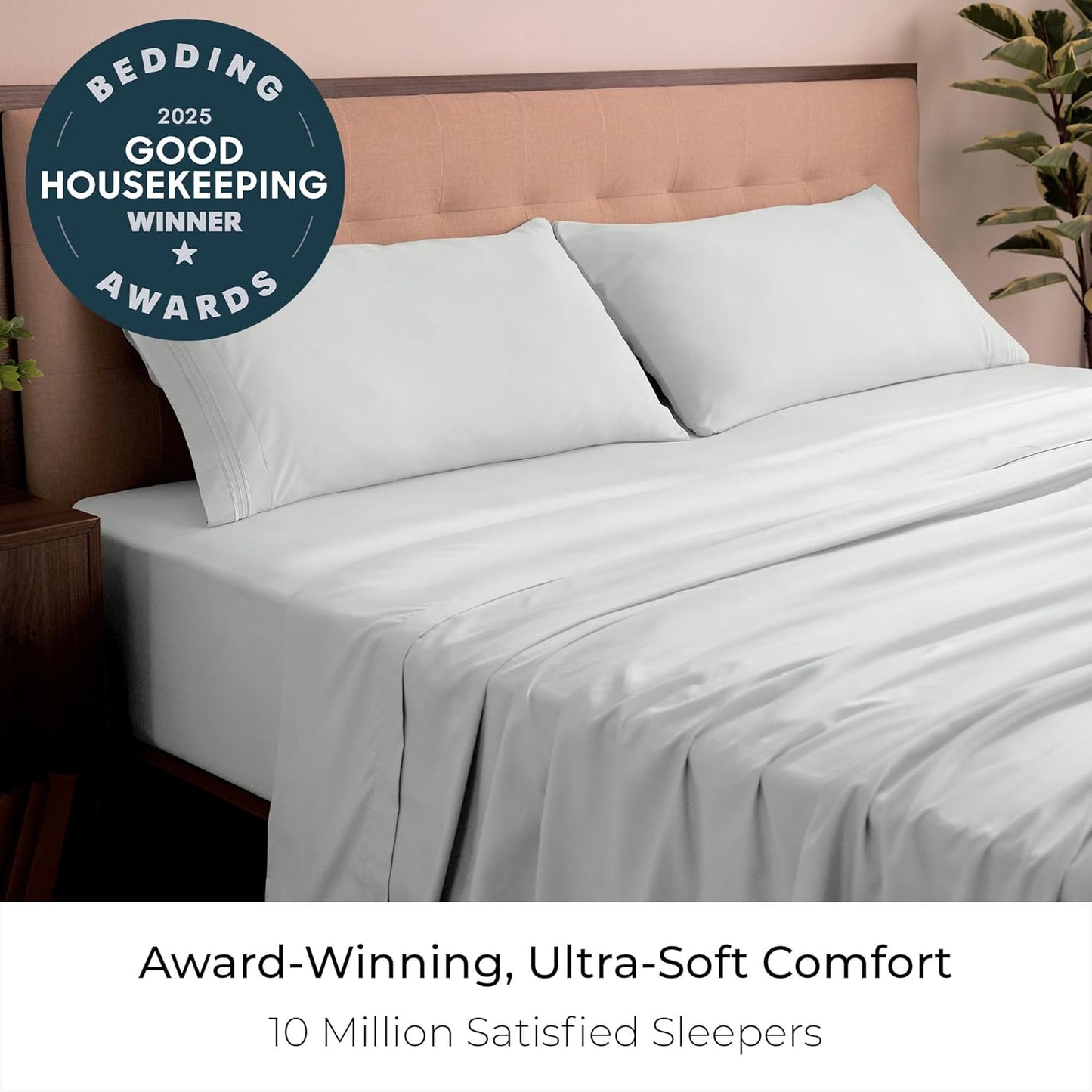 Mellanni California King Sheets Set - 4 PC Iconic Collection Bedding - Hotel Luxury, Extra Soft, Cooling Bed Sheets - Wrinkle, Fade, Stain Resistant (Cal King, Ivory)