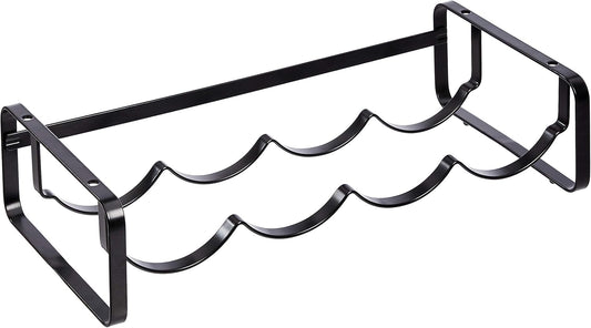 Amazon Basics Tabletop Stackable 4-Bottle Metal Wine Rack, 3.74"D x 15.75"W x 7.87"H, Black