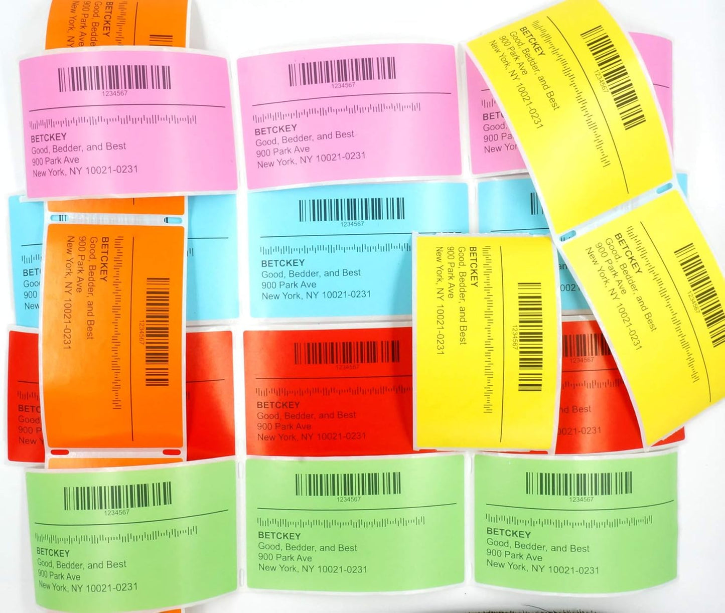BETCKEY - 2.5" x 1" Multipurpose & Barcode Labels Replacement for Zebra & Label Printer,Premium Adhesive & Perforated[Mixed: Light Blue + Red + Green + Pink + Orange + Yellow, 6 Rolls, 8280 Labels]