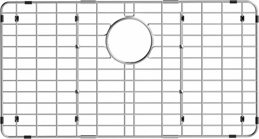 iPEGTOP Sink Rack for Bottom of Sink, Stainless Steel Sink Protector 28-3/8" x 14-3/16" Rear Drain Hole, Detachable Sink Grid Sink Grate with Hole Cover for Kitchen Sink Single Sink Bowl, Three-Piece