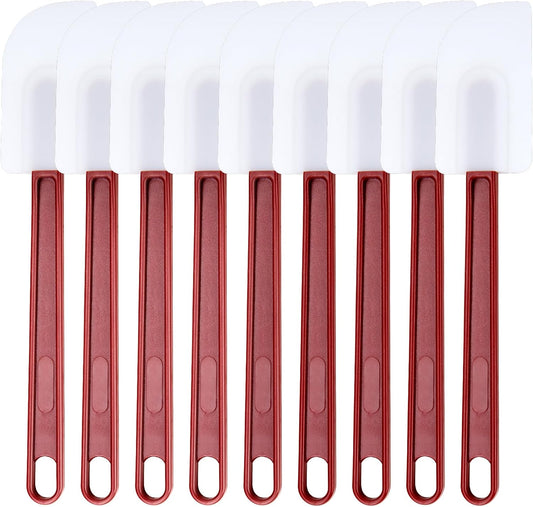 heffiso Silicone Rubber Spatula and Spoon Rubber Spatula Set of 3, High Heat Spatula Spoon, Commercial Spatula for Cooking, Commercial Rubber Spatula (9 Scrapers (9.5 Inches)), White