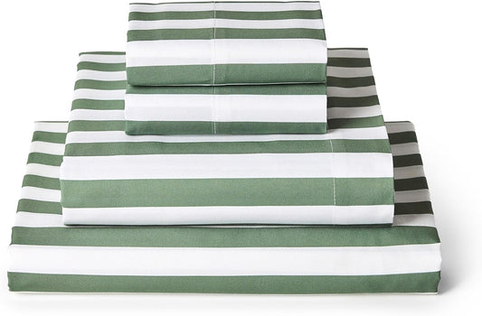 Mellanni California King Sheets Set - 4 PC Iconic Collection Bedding - Hotel Luxury, Extra Soft, Cooling Bed Sheets - Wrinkle, Fade, Stain Resistant (Cal King, Oxford Stripe Sage)