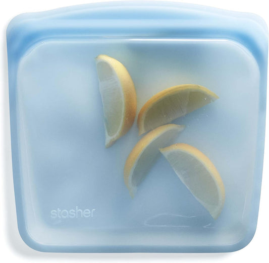 Stasher Premium Silicone Reusable Food Storage Sandwich Bag, Blue, Microwave, Sous Vide, Dishwasher, Oven and Freezer Safe, BPA Free, Leak-free, Eco-friendly, 28 Oz