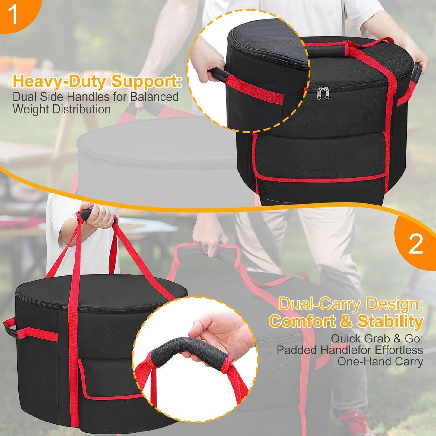 NettyPro Fire Bowl Carry Bag for 19 Inch Outland 893/823/863 Propane Firebowl, Fire Pit Carrying Case Waterproof Heavy Duty 600D Outdoor Portable Fit Ciays Smokeless Gas Firepit