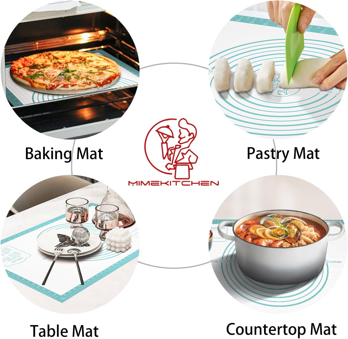 Non stick Pastry Mat, Dough Mat for Rolling, Silicone Baking Mat, Fondant/Pie Crust Mat Kitchen Counter Mat, Macarons Bread Baking Mat Baking Supplies Extra Large 28 x 20 Inch