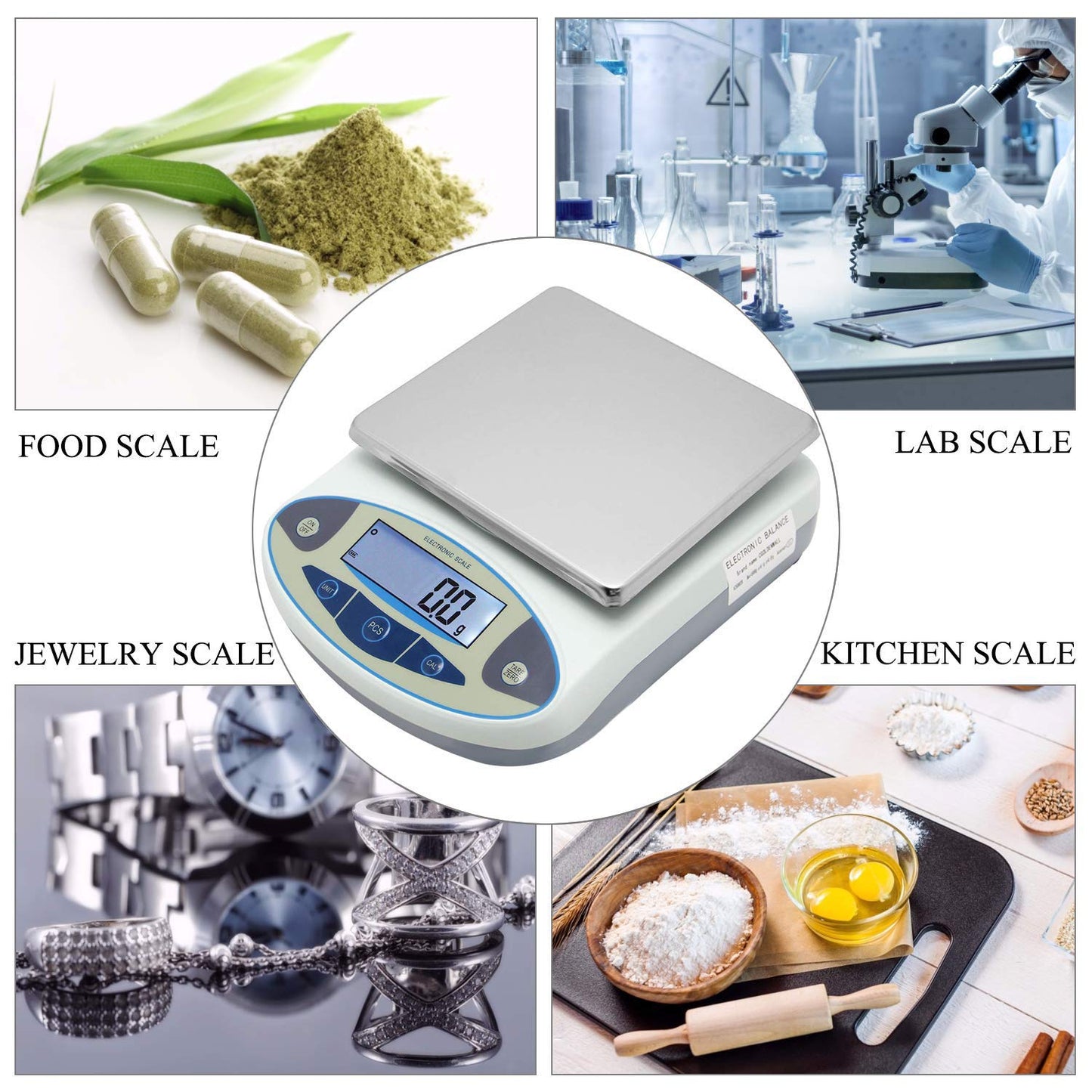 CGOLDENWALL Lab Scale 30kgx0.1g Digital Precision Scale Electronic Balance Laboratory Weighing Industrial Scale Kitchen Counting Scale Scientific Scale Calibrated 110V (30kg, 0.1g)