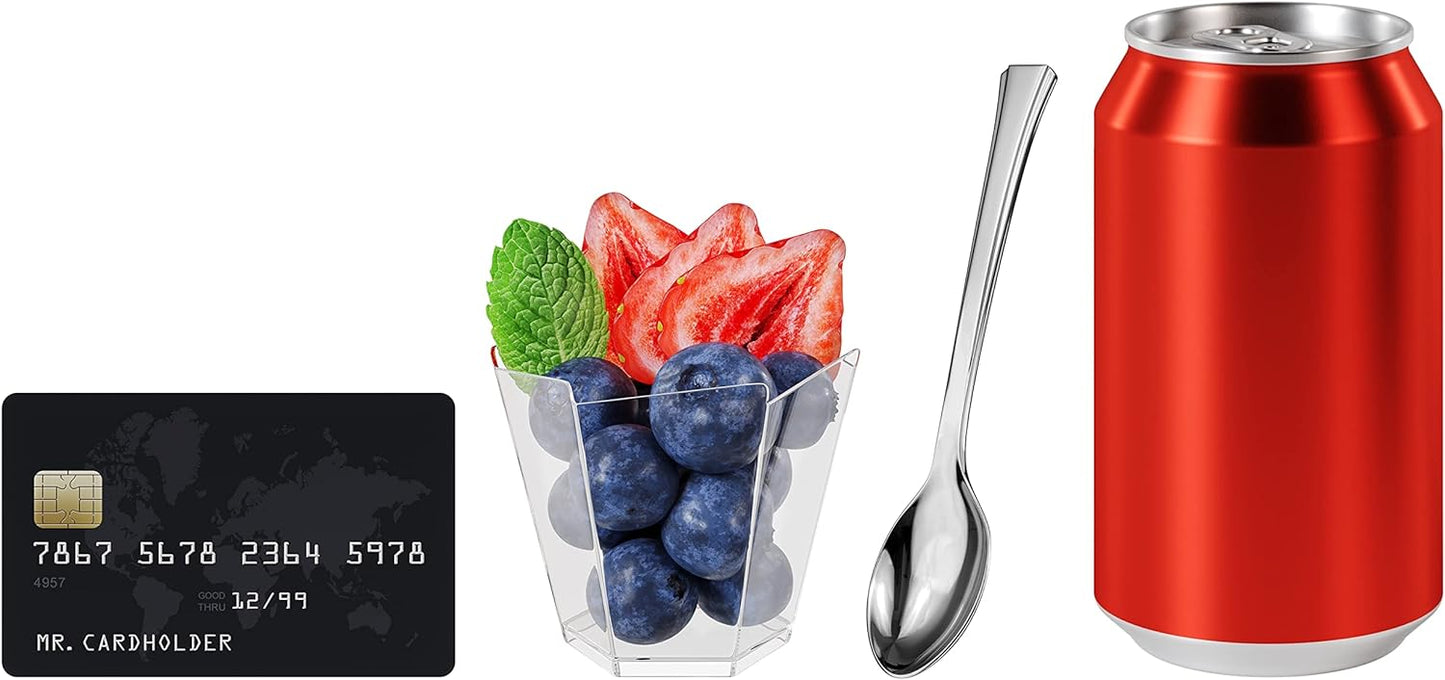 Mini Dessert Spoons - Bulk Pack of 200 Mini Silver Disposable Spoons - 4 Inch Plastic - Bpa Free - Food Safe
