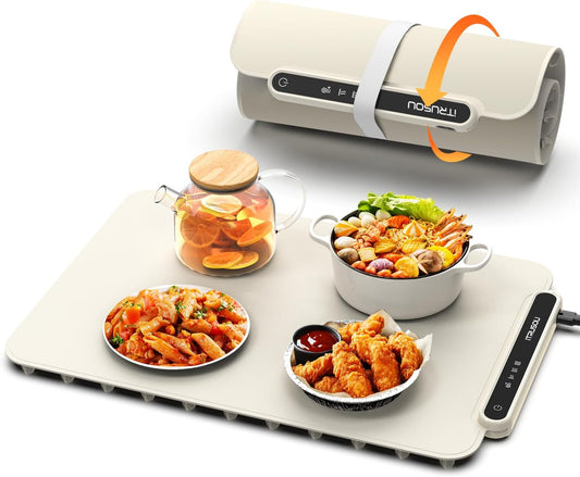 Food Warming Mat, iTRUSOU Electric Warming Tray Full Surface Heating to Keep Food Warm or Thawing, Versatile Food Warmer with 3 Temperature Setting for Parties Buffets Gatherings Holidays Daily Use