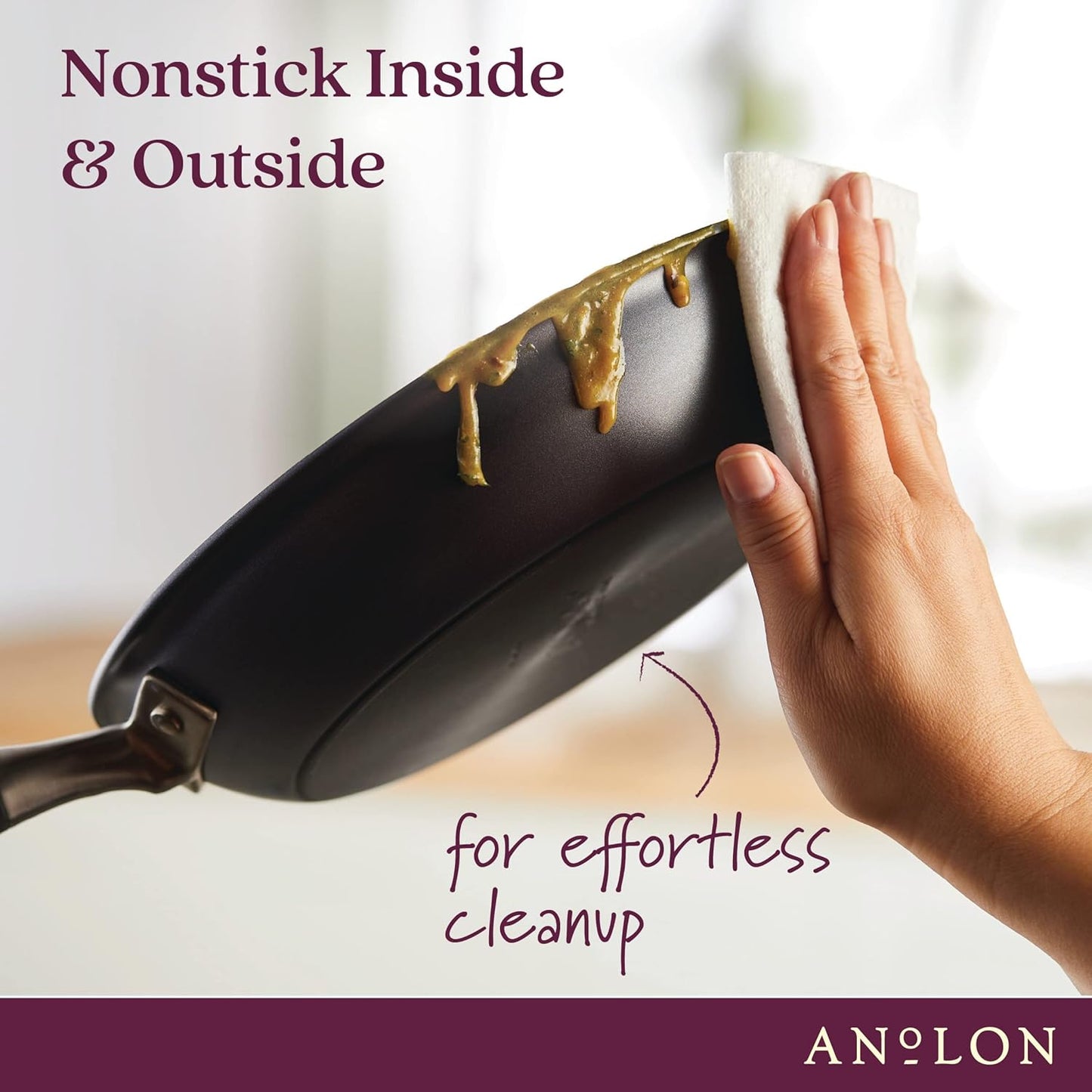 Anolon Advanced Home Hard Anodized Nonstick Frying Pan, 14.5 Inch – Large Skillet with Helper Handle, 14 Inch Nonstick Frying Pan, Durable Cookware - Moonstone