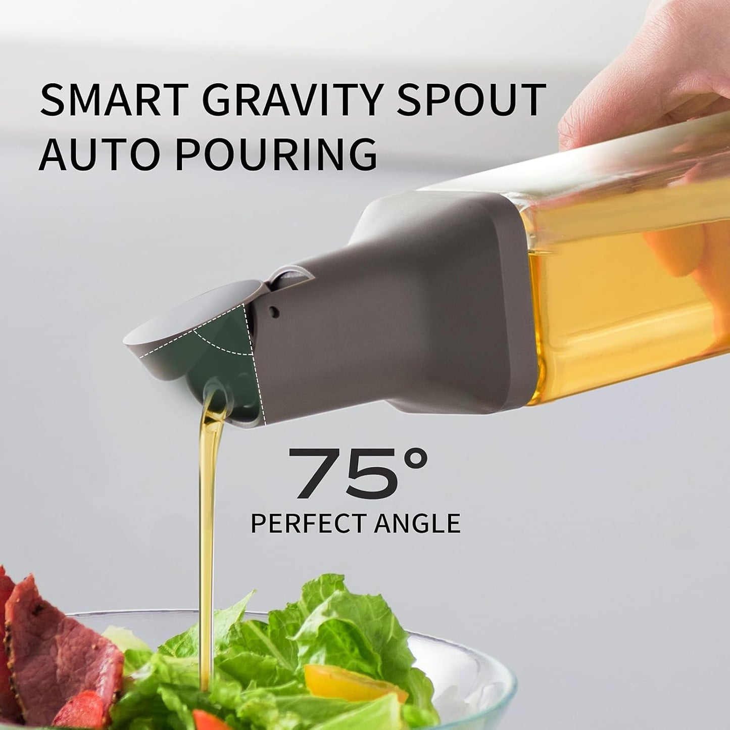 Olive Oil Dispenser for Cooking - 16oz Leakproof Glass Oil Dispenser Bottle with Gravity Spout, Air Fryer, BBQ, Healthy Salad & Non-Stick Pans,BPA-Free,Easy to Refill and Use,Blue