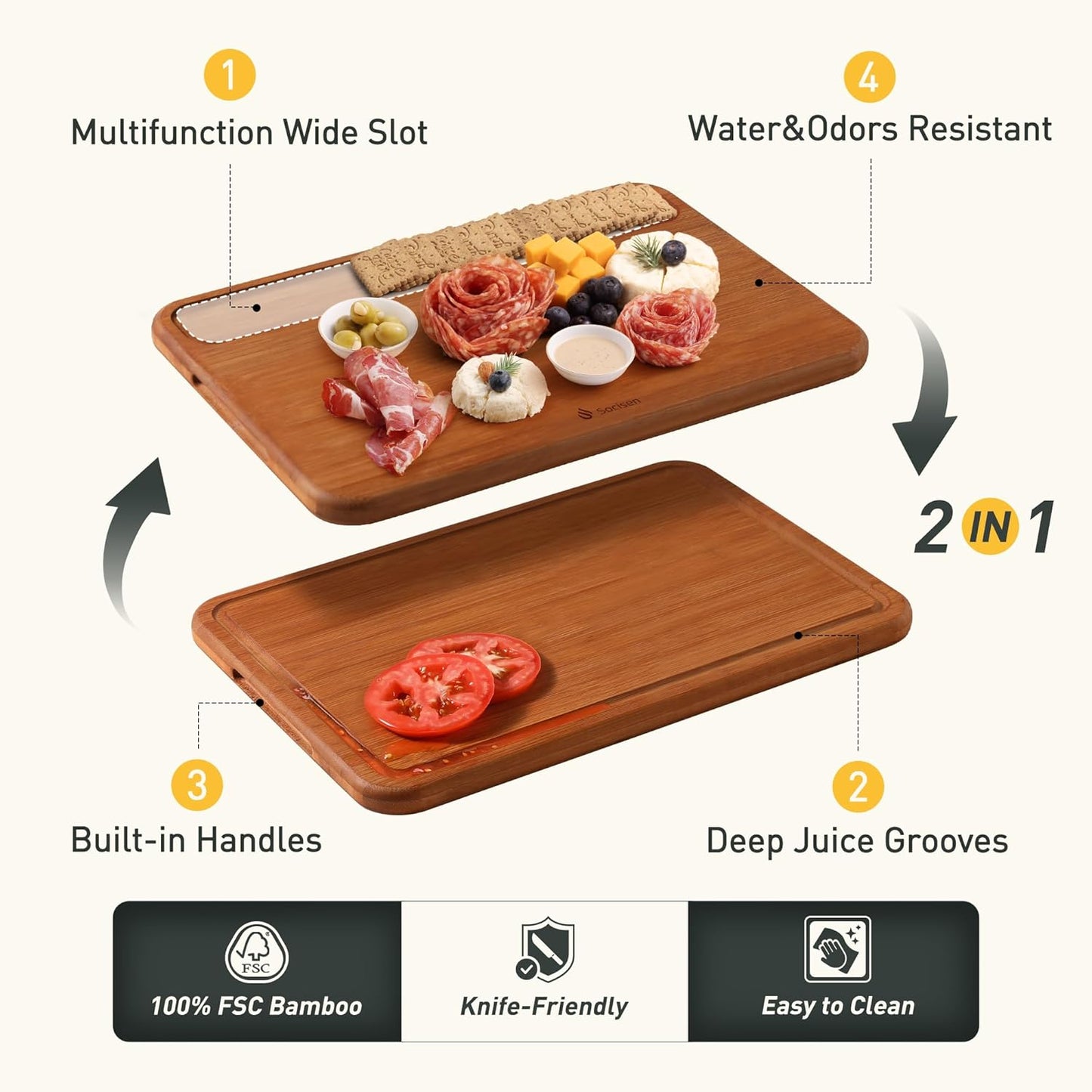 4 Packs Bamboo Cutting Board Set with Holder Over Sink Chopping Board Christmas Xmas Birthday Day Gifts Ideas Grandmother Gigi Granny Nana Glamma Mawmaw Yaya Abuela Abuelita Mamaw Mimi Nonna Oma Meme