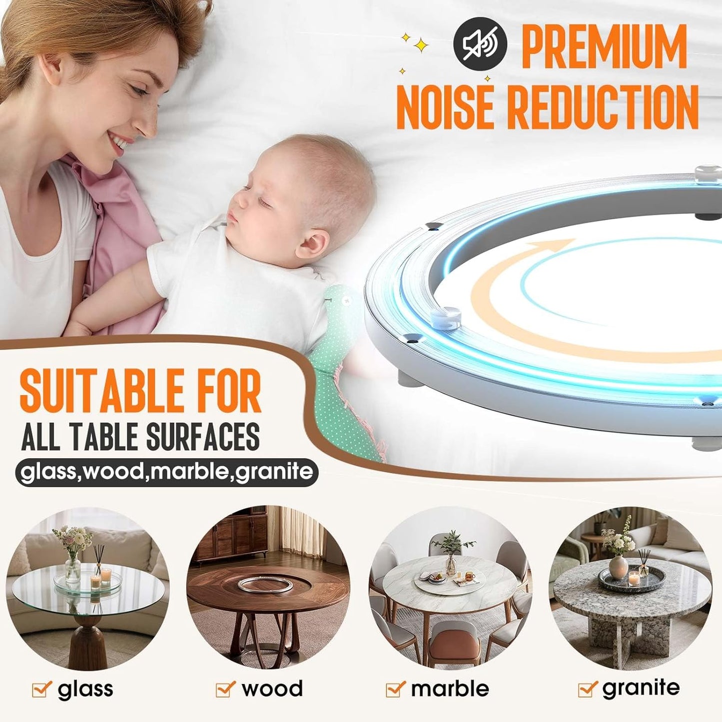 Pisman Aluminium Alloy Turntable Bearing, Heavy Duty Lazy Susan Rotating Bearing Turntable,Smooth Swivel Plate Hardware for Round Dining Table,DIY. Silent Rotating Base Only(8inch)