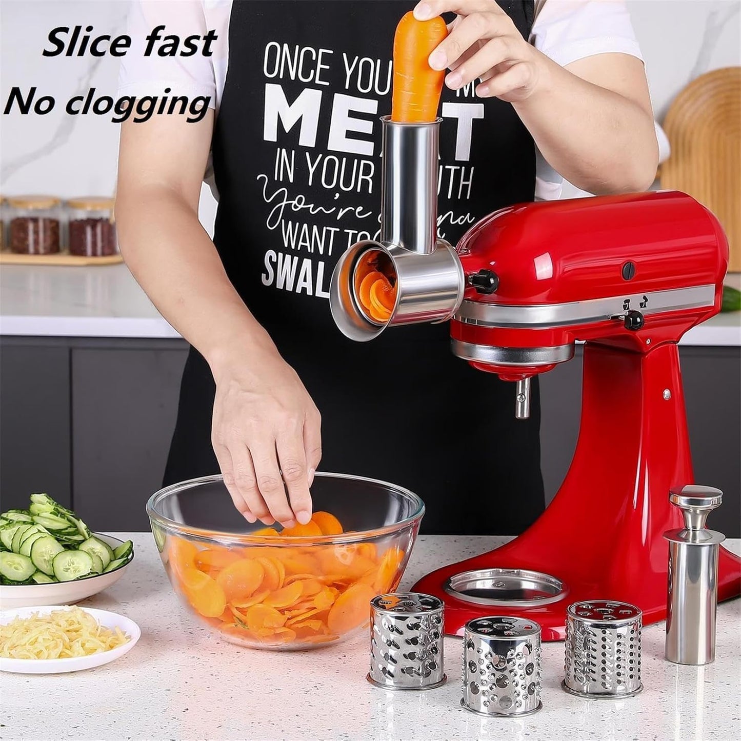 Stainless Steel Slicer Shredder Attachment for KitchenAid Mixer, Cheese Grater Attachment, Food Slicer for KitchenAid Mixer, Accessories for Kitchenaid