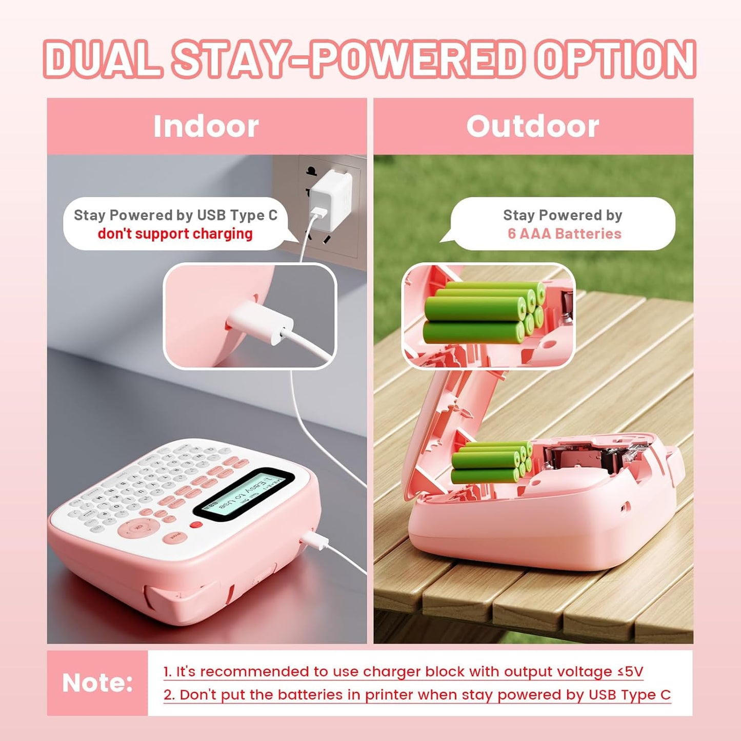 Pink Label Maker Machine with-Tape, Kids Label Maker Waterproof-Labels, D210S Portable Labeler Machine Multiple Fonts Frames Barcode for Home Kitchen Office School Use