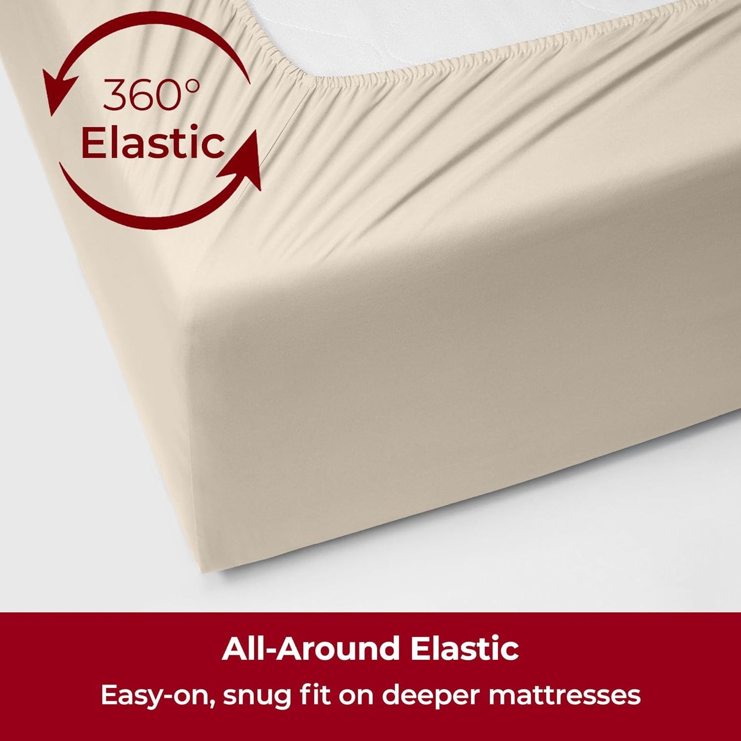 Mellanni Extra Deep Twin Sheets - 3 PC Iconic Collection Bedding - Hotel Luxury, Ultra Soft, Cooling Bed Sheets - Wrinkle, Fade, Stain Resistant (Twin, Beige)