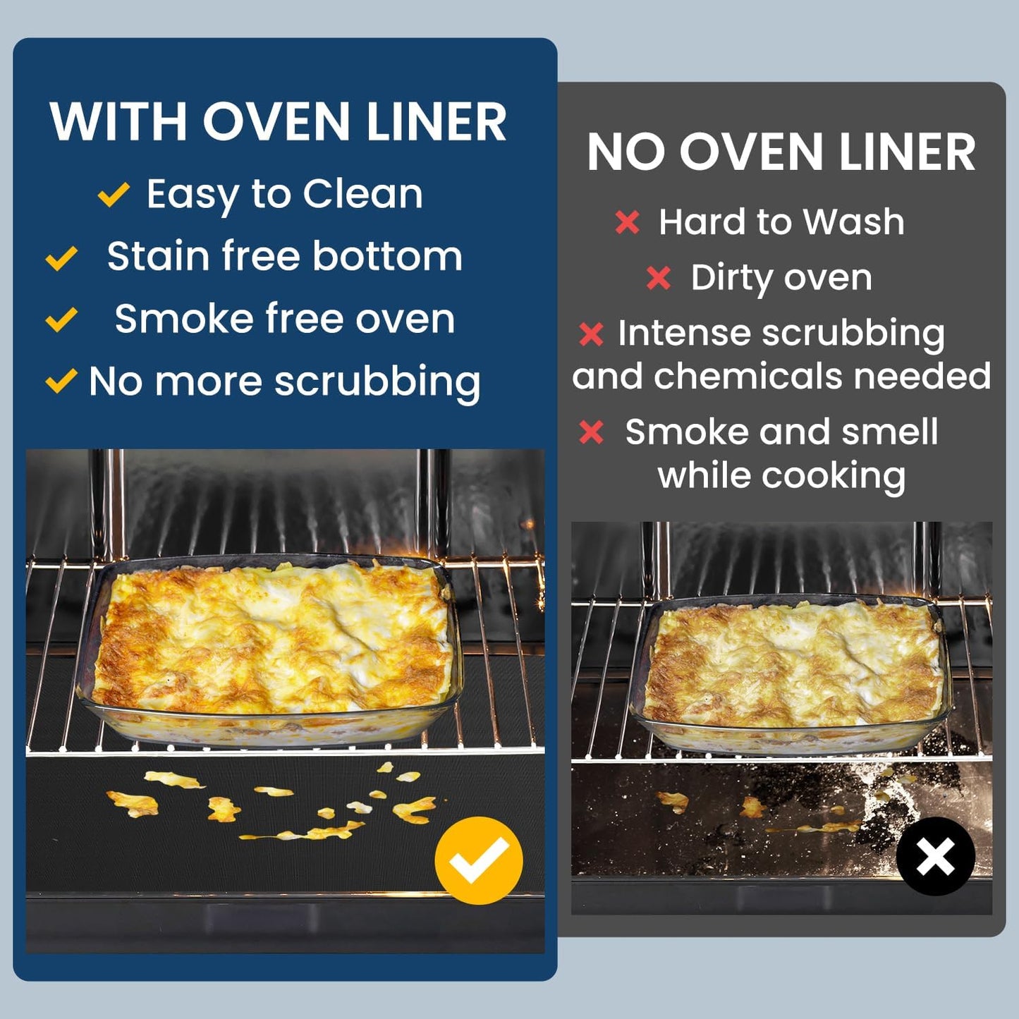 Oven Liner for Bottom of Oven, 2 Pack Heavy Duty Oven Liners for Electric Stove, Heat Resistant Stovetop Protector Air Fryer Grill Mat, Reusable Gas Toaster Microwave Oven Drip Liner Teflon Sheets