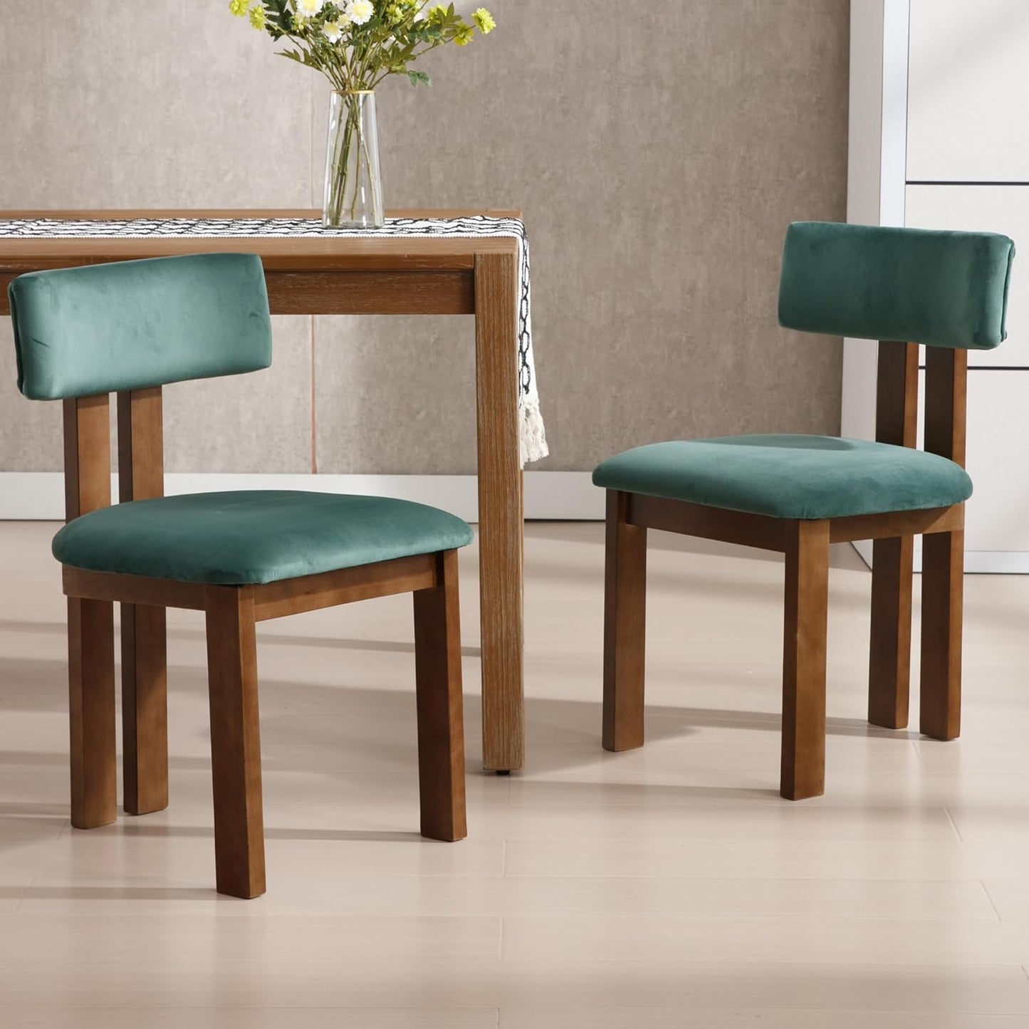 chairus Dining Chairs Set of 2 Velvet Diner Chairs Modern Wood Chairs for Kitchen and Dining Room, Green