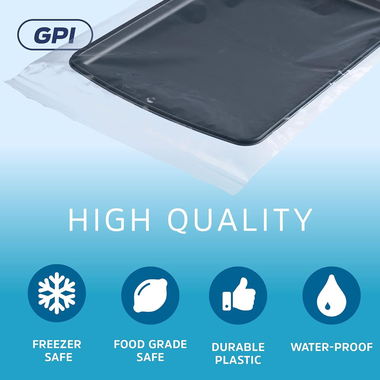 GPI - 13" X 15" - Bulk Pack of 500, 4 Mil Thick, Heavy Duty, Clear Plastic Reclosable Freezer Zip Bags, Strong & Durable Poly Baggies with Resealable Zipper Top Lock.
