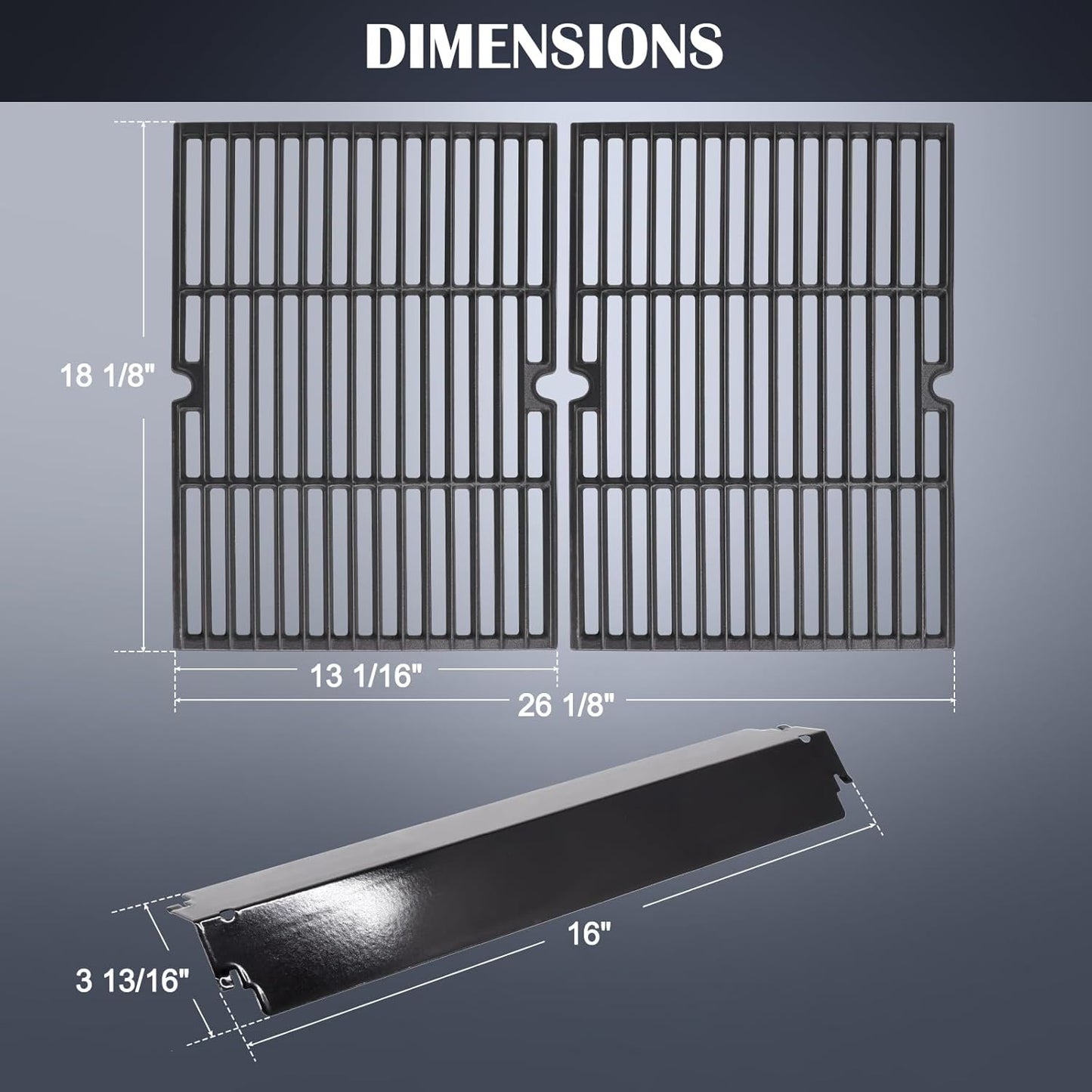 Hiorucet Grill Grates & Heat Plates for Charbroil Commercial Series 4-Burner Gas Grill Replacement Parts, Char Broil 463244011, 463247009, 463268007, 463247412, 463268008, 463268606, 463268706.