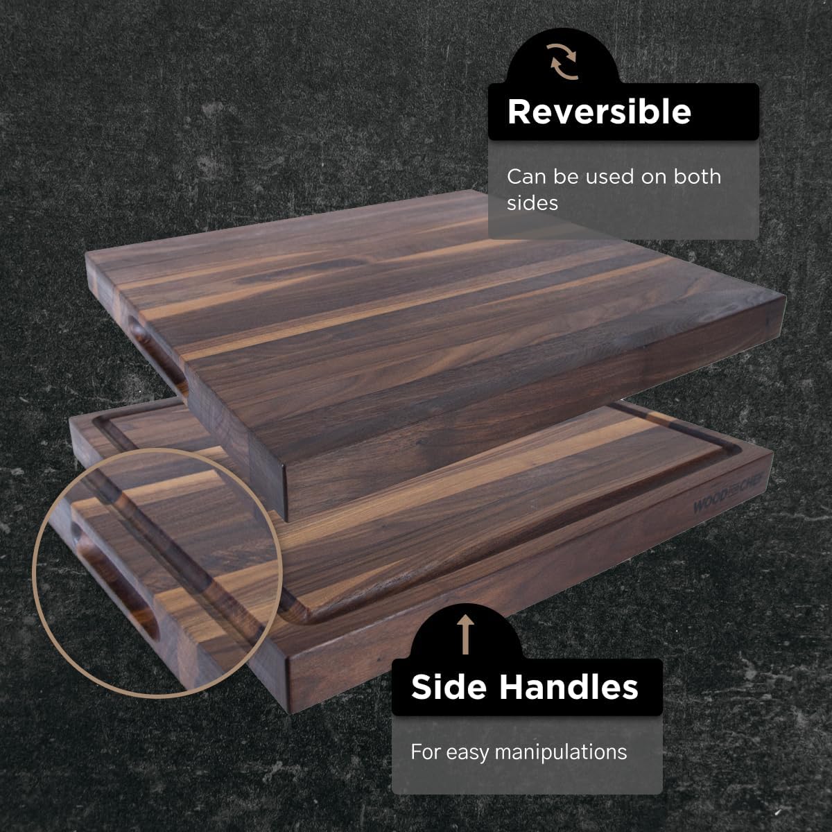 Medium Wood Cutting Board from American Walnut - A Butcher Block That Comes with Juice Groove for Cutting Meat and Juicy Veggies Easily - Walnut Chopping Board - 16x12x1.5 inches