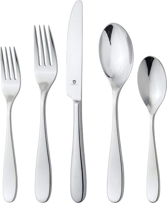 Silverware Set for 8 – 18/10 Stainless Steel Flatware, Mirror Polished, Dishwasher Safe, Heavy-Duty, Rust Resistant, Elegant Tableware (40-Piece Set, Fidenza)