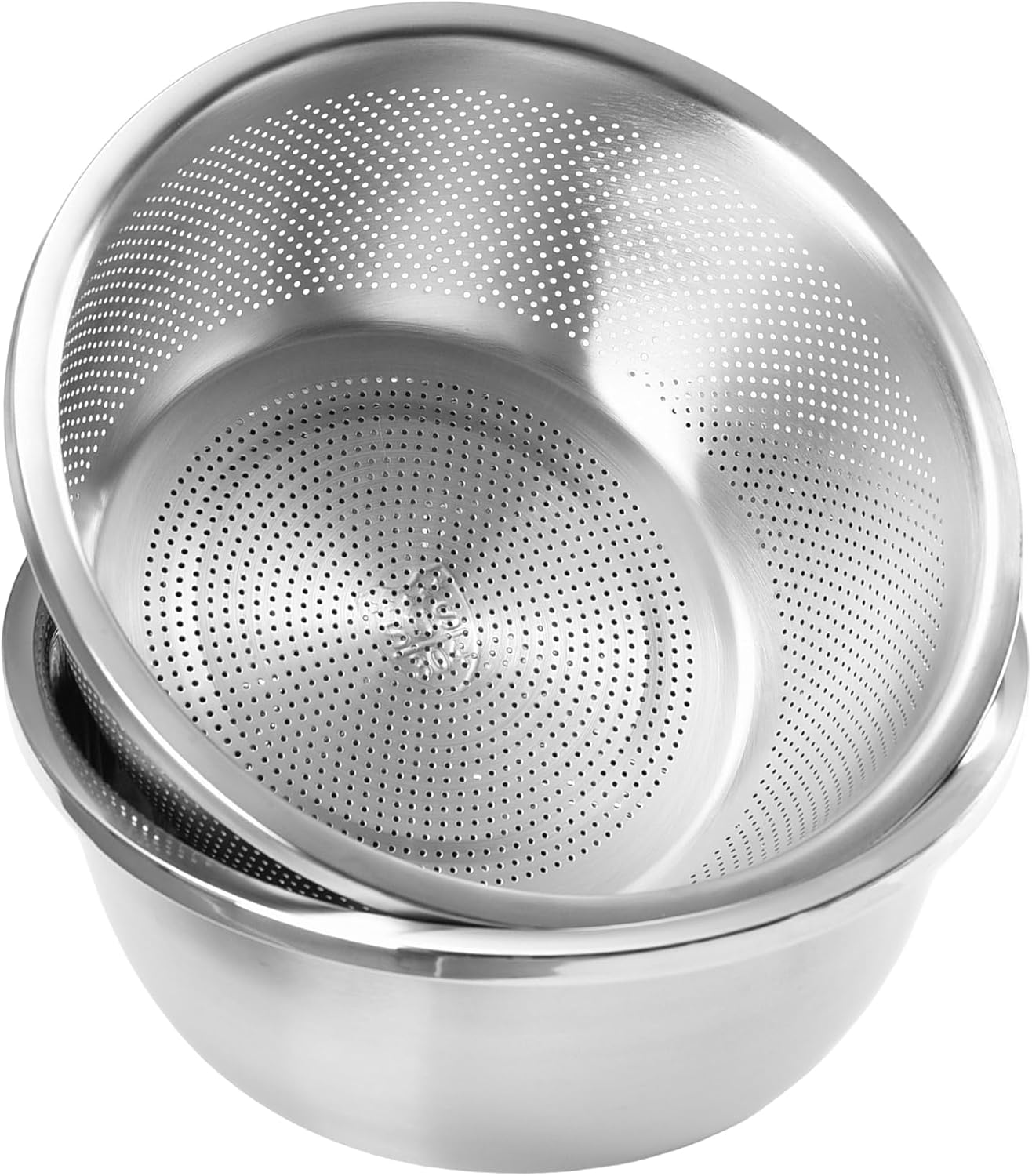 Colander and Bowl Set 6.0QT (2-in-1) - Thickened 304 Stainless Steel Kitchen Strainer Bowl for Fruit, Pasta, Vegetables, Rice - Heavy Duty, Induction Cooker & Dishwasher Safe
