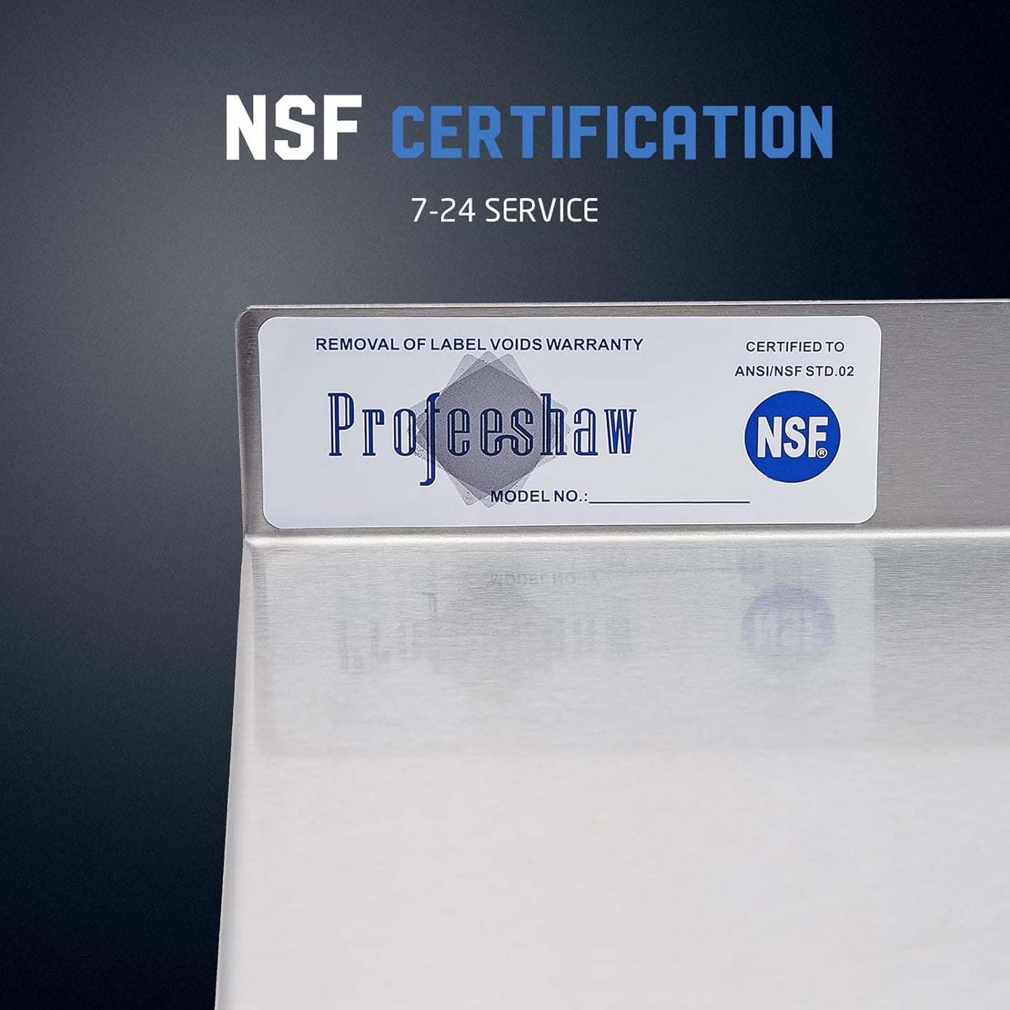 Profeeshaw NSF Stainless Steel Shelf 14” x 60”, 400 lb Commercial Shelves Wall Mounted Metal Shelving with Backsplash and 2 Brackets for Restaurant, Bar, Utility Room, Kitchen and Garage
