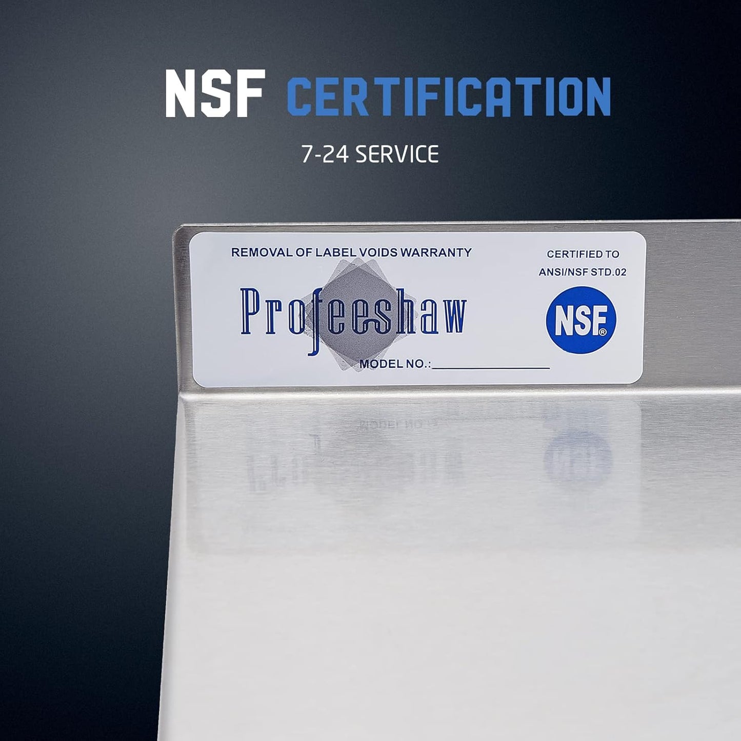 Profeeshaw NSF Stainless Steel Shelf 18” x 60”, 450 lb Commercial Shelves Wall Mounted Metal Shelving with Backsplash and 2 Brackets for Restaurant, Bar, Utility Room, Kitchen and Garage