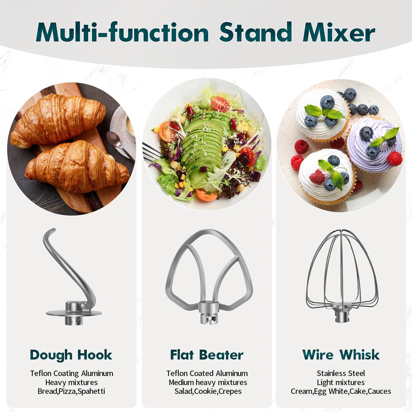 COOKLEE Stand Mixer, 9.5 Qt. 660W 10-Speed Electric Kitchen Mixer with Dishwasher-Safe Dough Hooks, Flat Beaters, Wire Whip & Pouring Shield Attachments for Most Home Cooks, Black