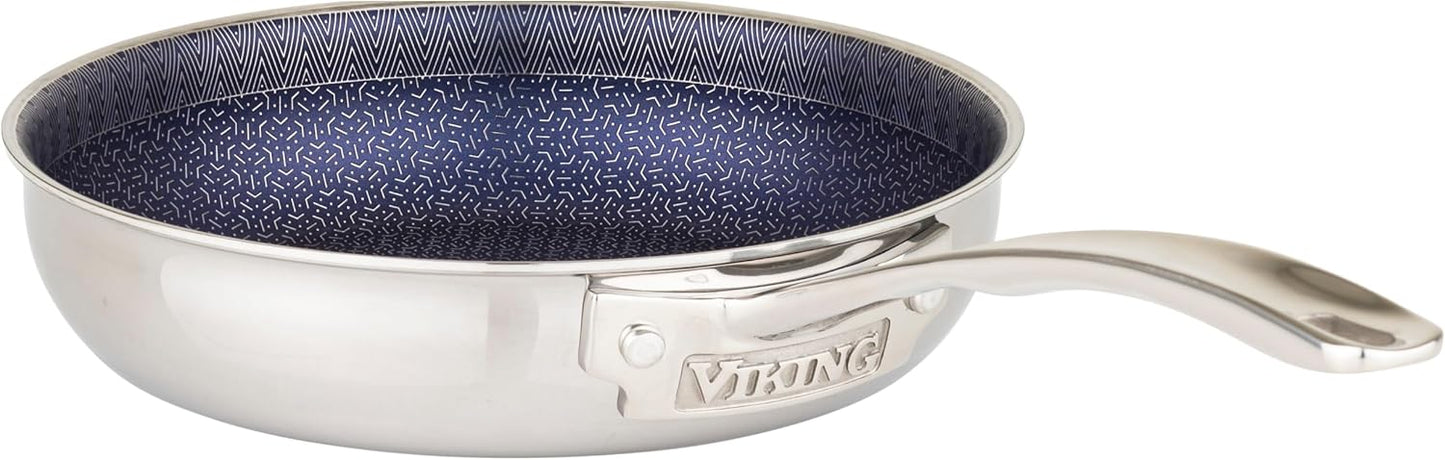 Viking 3-Ply Non Stick Frying Pan, 8 Inch Hybrid Plus Stainless Steel Kitchen Cookware, Silver