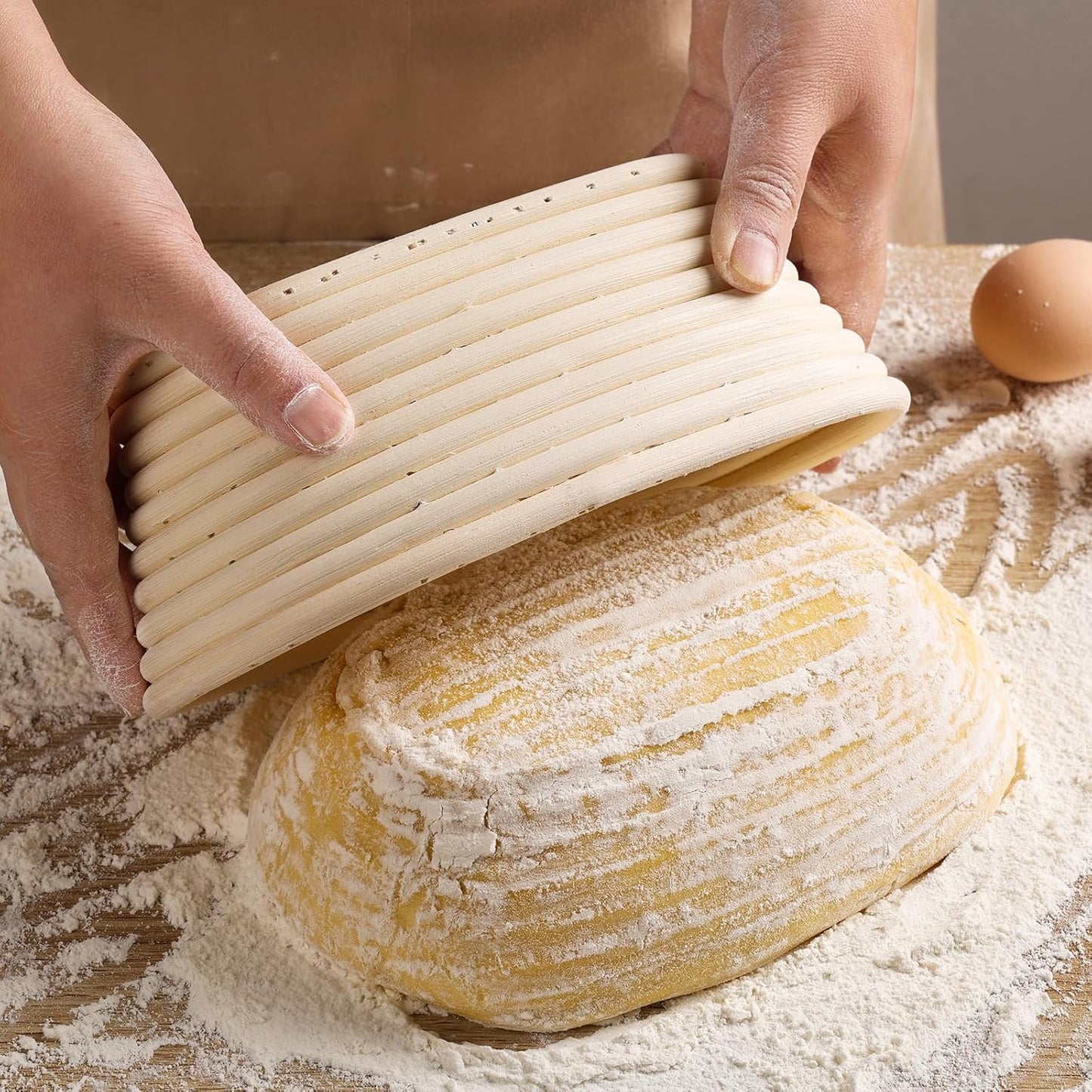 Banneton Bread Proofing Basket - Banneton Basket Set of 4 Pack 8 inch Oval Sourdough Proofing Basket with Liner - Handmade Rattan Proofing Rising Bowl for Artisan Bread Making Baking Supplies