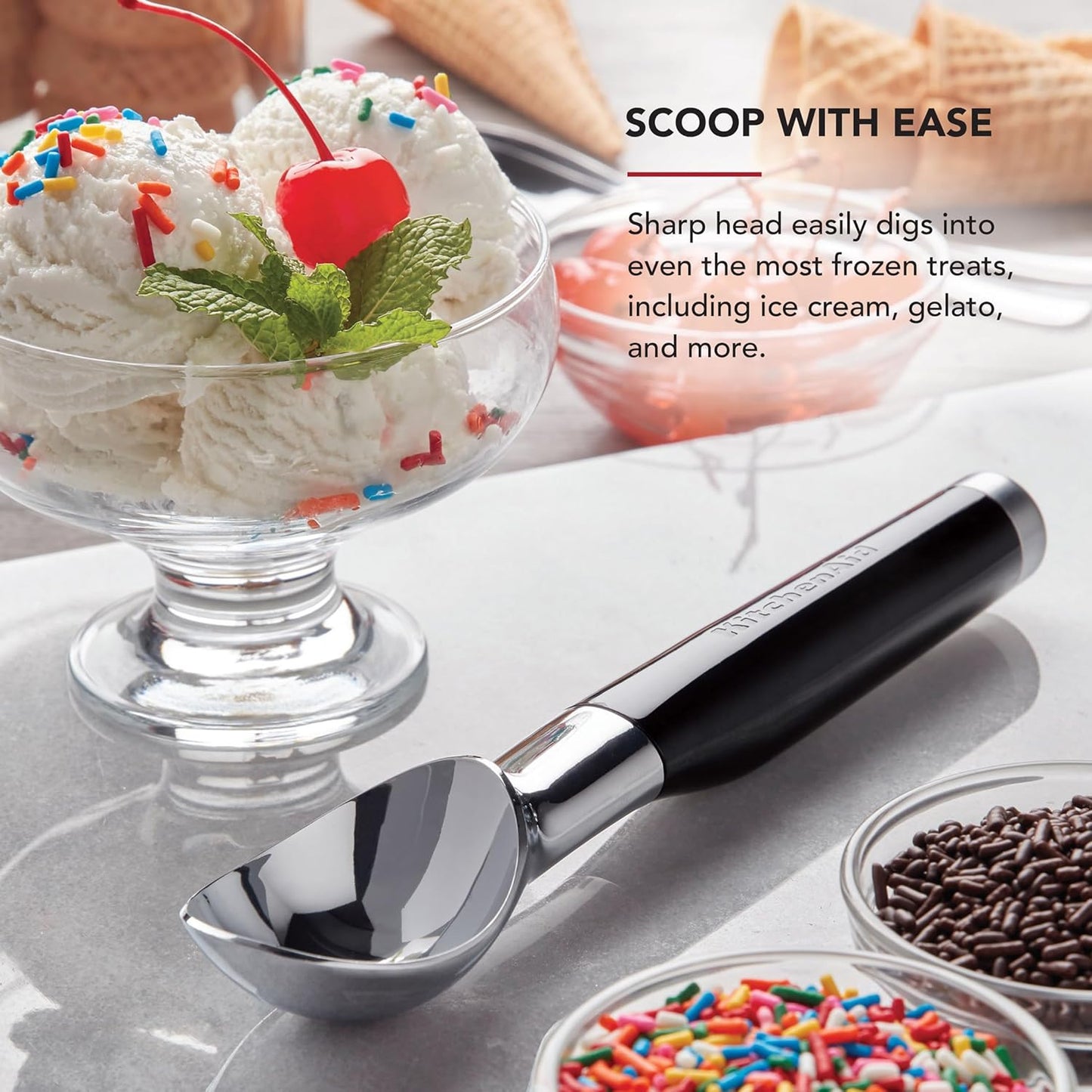 KitchenAid Classic Ice Cream Scoop, 8.6 inches, Black