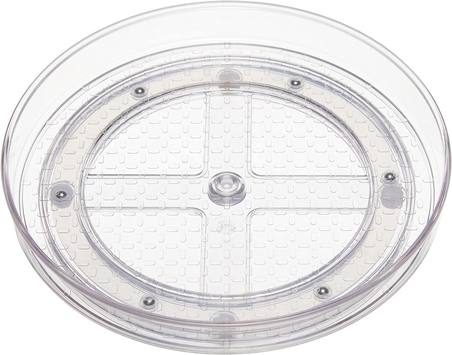 Amazon Basics 2 Tier Lazy Susan Turntable Organizer, 9" Diameter, 2-Pack, Clear