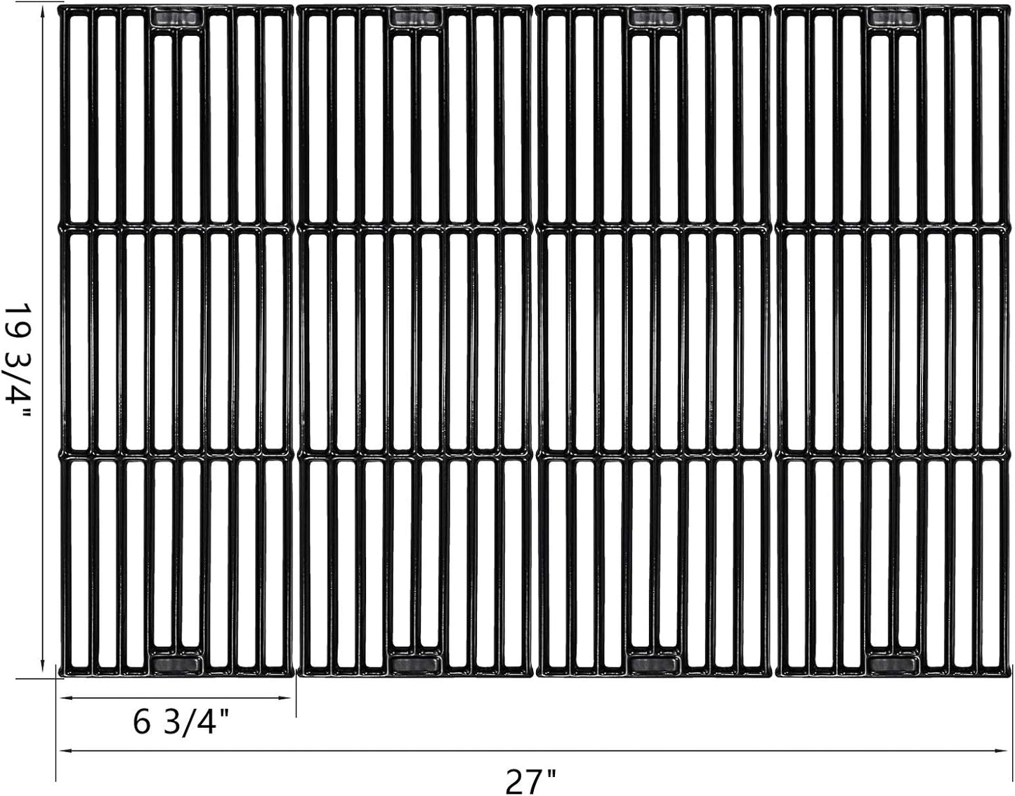 Uniflasy Cooking Grid Grates Replacement for Chargriller 2121, 2123, 2222, 2828, 3001, 3008, 3030, 3725, 4000, 5050, 5252, 5650, King Griller 3008 5252, 19 3/4 x 6 3/4 Inches for Each, 4 Pack