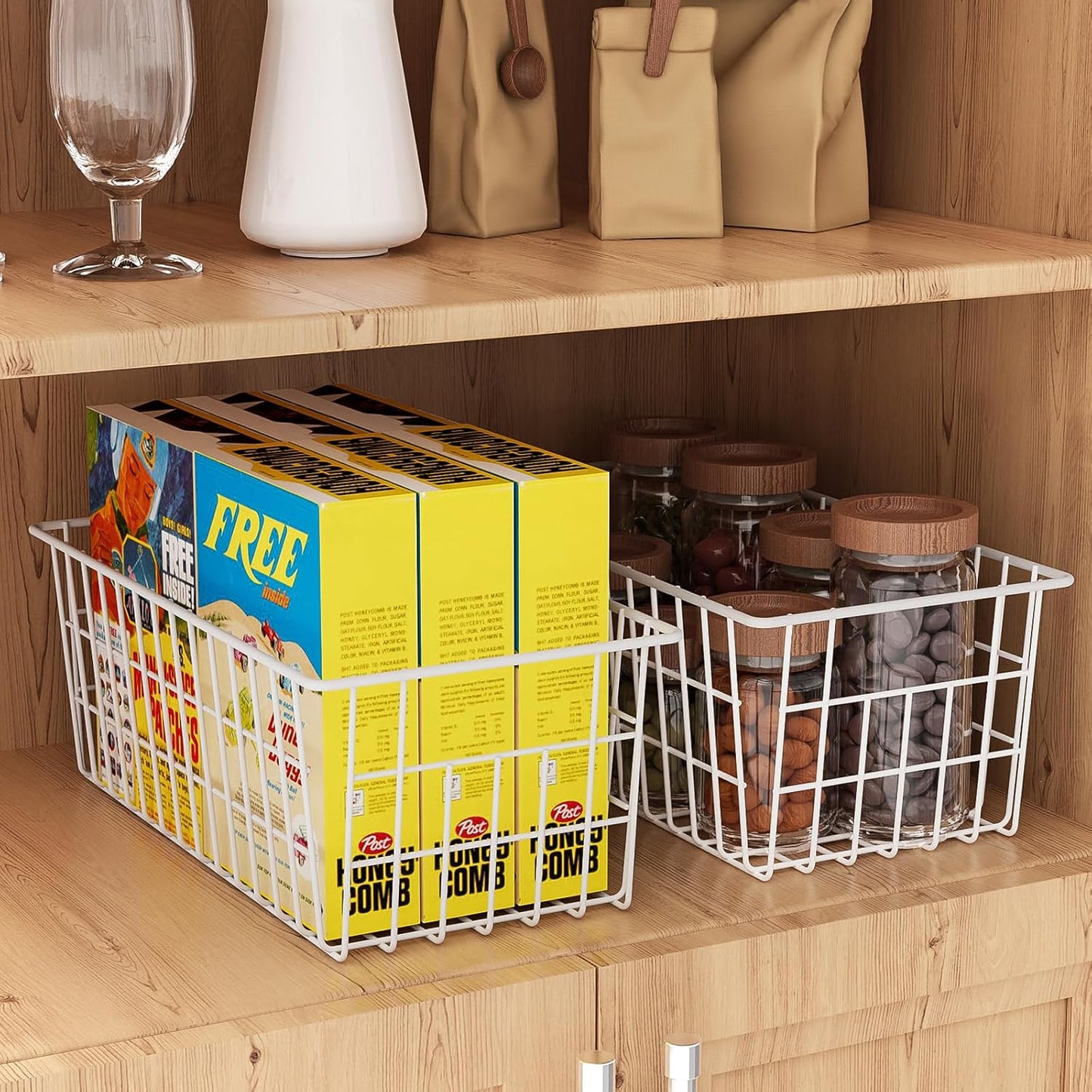 Orgneas Freezer Organizer Bins, Freezer Baskets for Chest Freezer and Upright Freezer Refrigerator Dividers Frozen Meats Storage Containers Organizer for Fruits and Vegetables, 5 Packs