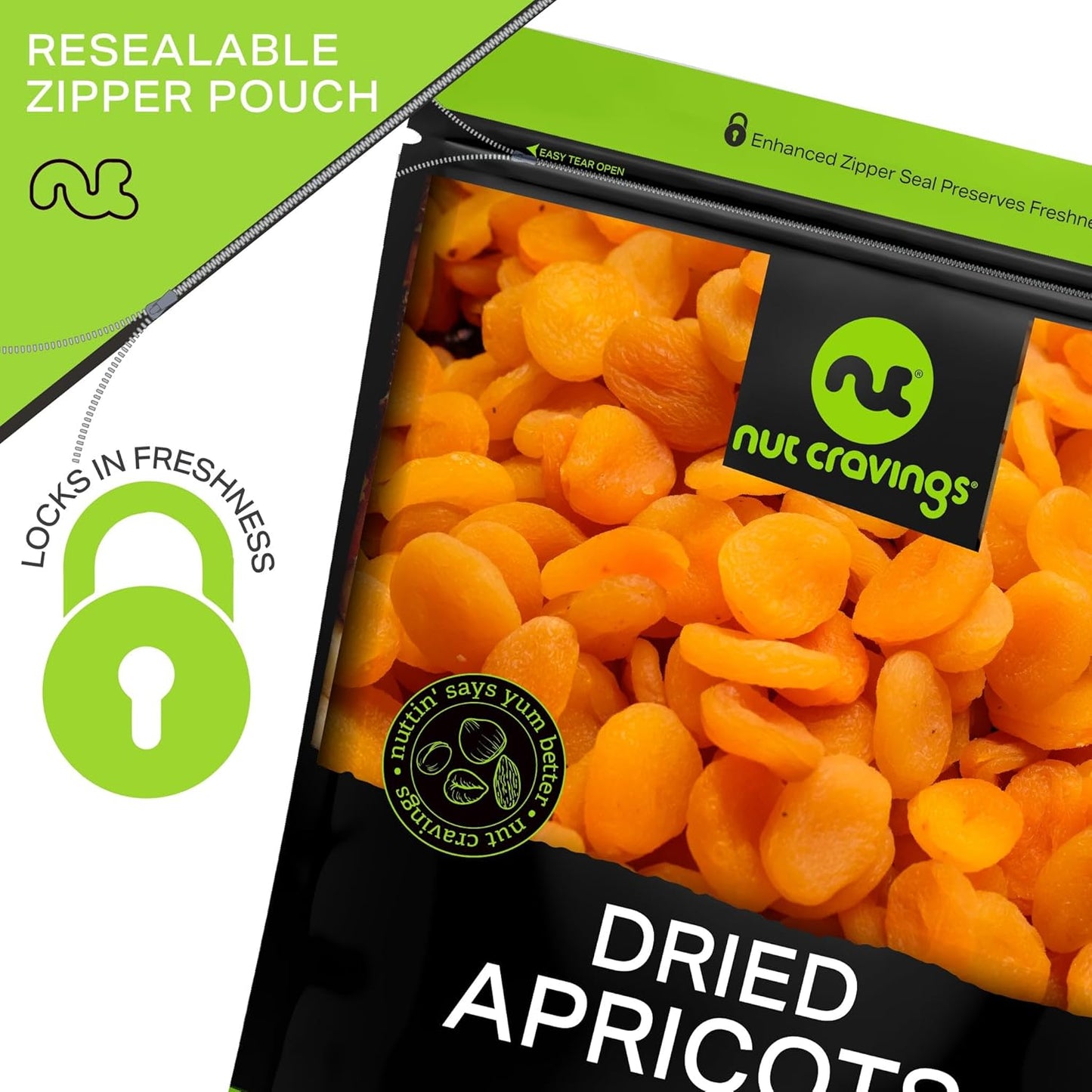 NUT CRAVINGS - Sun Dried Turkish Apricots, No Sugar Added (48oz, 3 LB, Bulk) Bulk Dry Fruits Packed Fresh in Resealable Bag - Sweet Healthy Snack, Naturally Grown, Vegan, Kosher