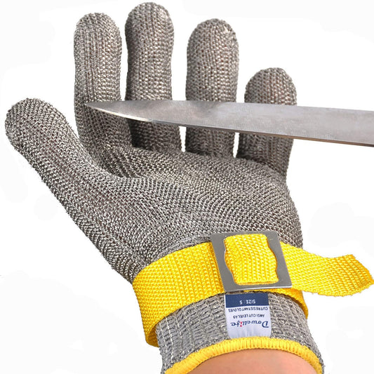 Dowellife ANSI A9 Cut Resistant Glove Food Grade, Stainless Steel Mesh Metal Knife Cutting Glove for Butcher Meat Cutting Oyster Shucking Kitchen Mandoline Chef Slicing Fish Fillet (X-Large)