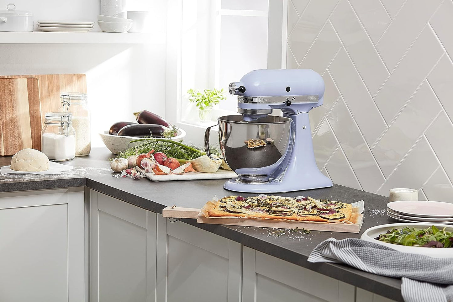 KitchenAid Artisan Series 5 Quart Tilt Head Stand Mixer with Pouring Shield KSM150PS, Lavender Cream