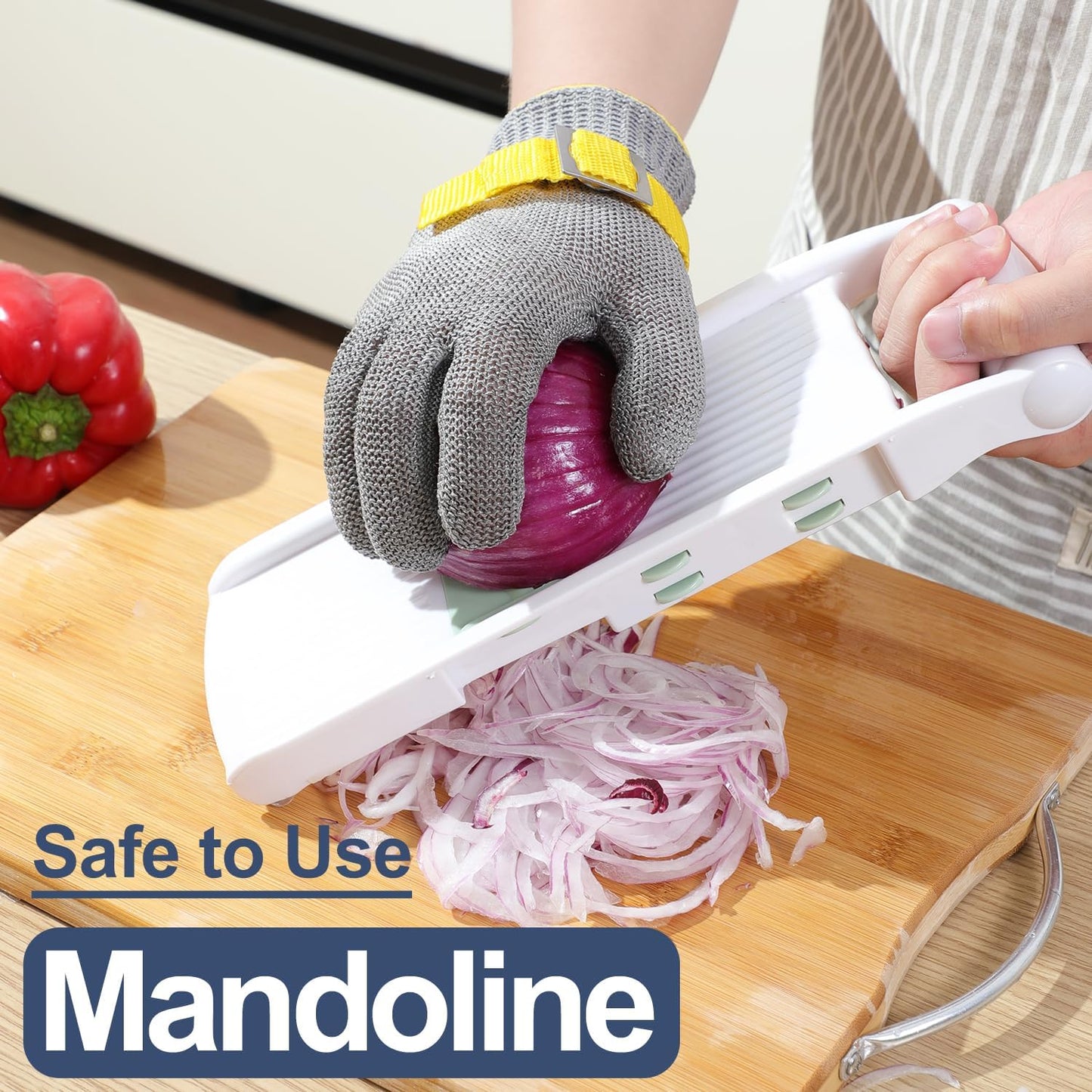 Dowellife ANSI A9 Cut Resistant Glove Food Grade, Stainless Steel Mesh Metal Knife Cutting Glove for Butcher Oyster Shucking Kitchen Mandoline Chef Slicing Fish Fillet (Large)